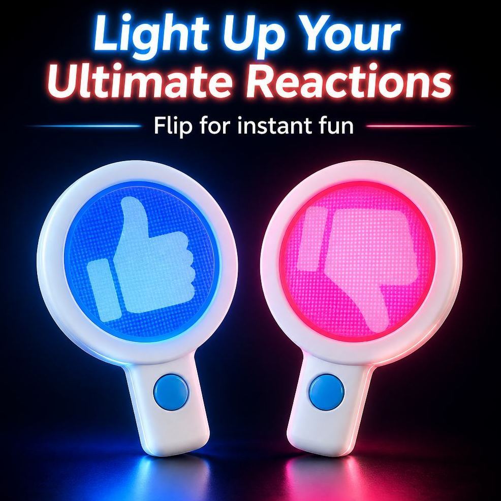Funny Yes No Paddle Sign with LED Light, Double-Sided Correct Wrong Handheld Button, Food Rating Props, Party Game Judge Sign - MyFaceSocksUK