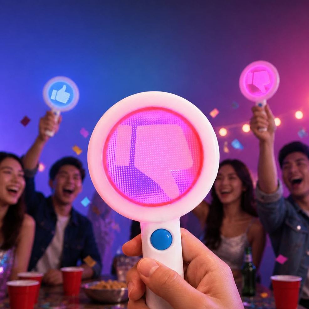 Funny Yes No Paddle Sign with LED Light, Double-Sided Correct Wrong Handheld Button, Food Rating Props, Party Game Judge Sign - MyFaceSocksUK
