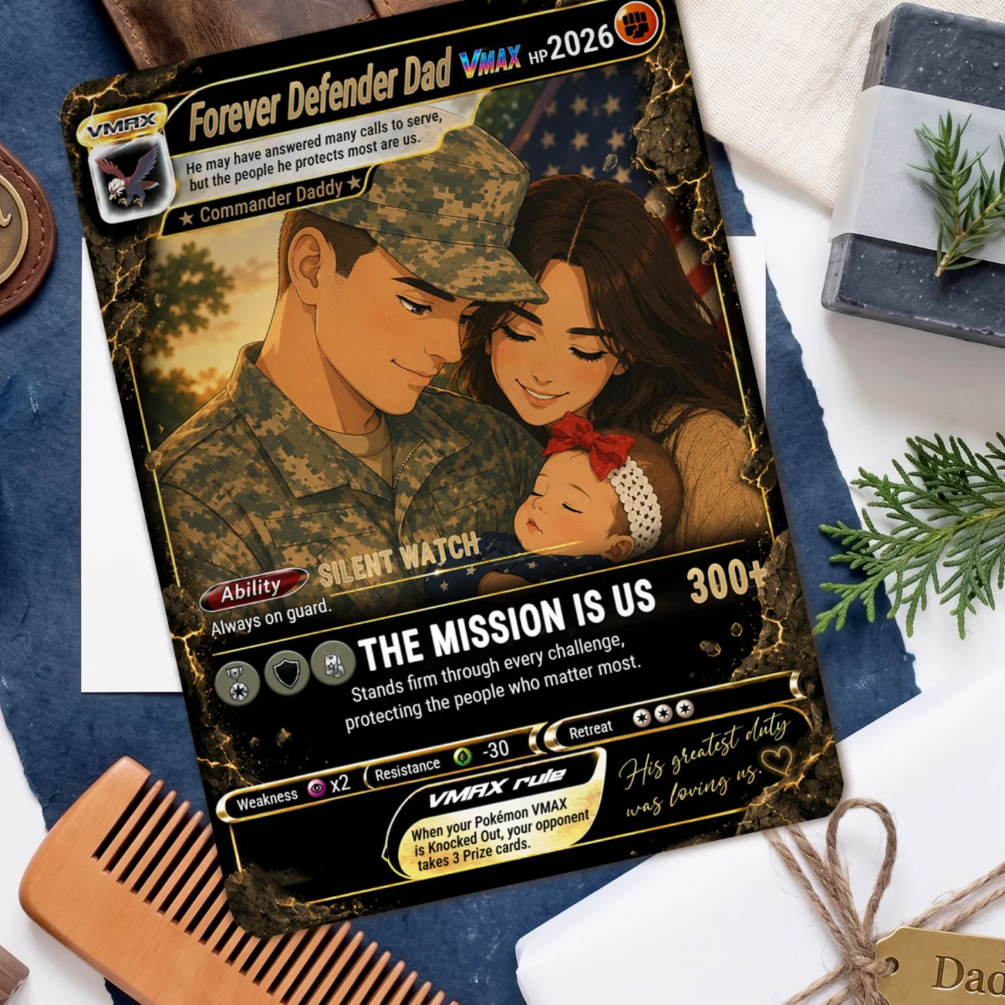 Special Edition Custom Champion Card for Military Dad – Personalized Father’s Day Trading Card Gift for Army Dad