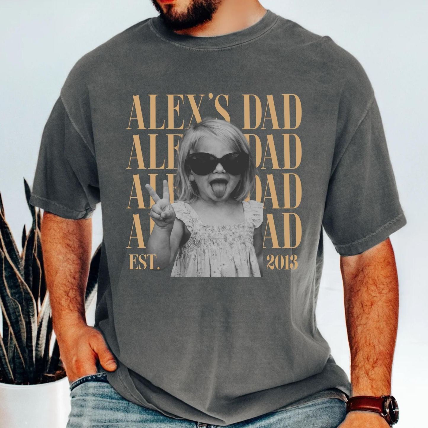 Custom Dad Vintage Photo Shirt: Personalized Fathers Day Shirt With Kids Photo, Funny Dad Shirt, Best Dad Ever Shirt, New Dad Gift