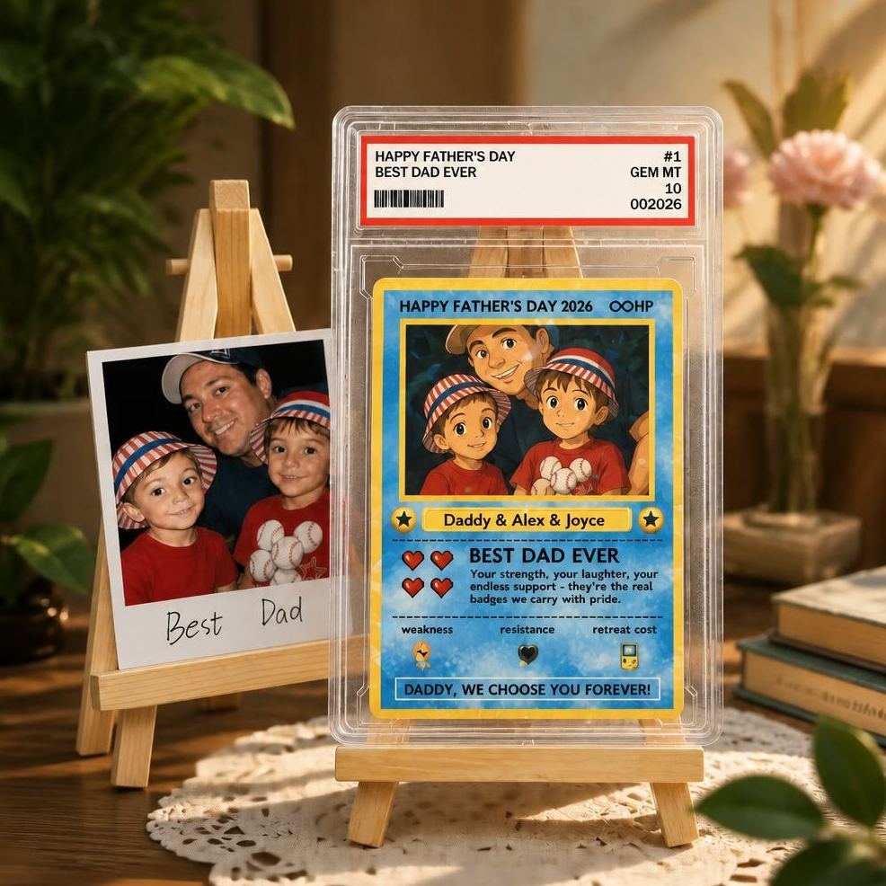 Personalized Legendary Dad Love Trading Card – Custom Photo Father’s Day Gift for Dad, Unique Collectible TCG Style Card