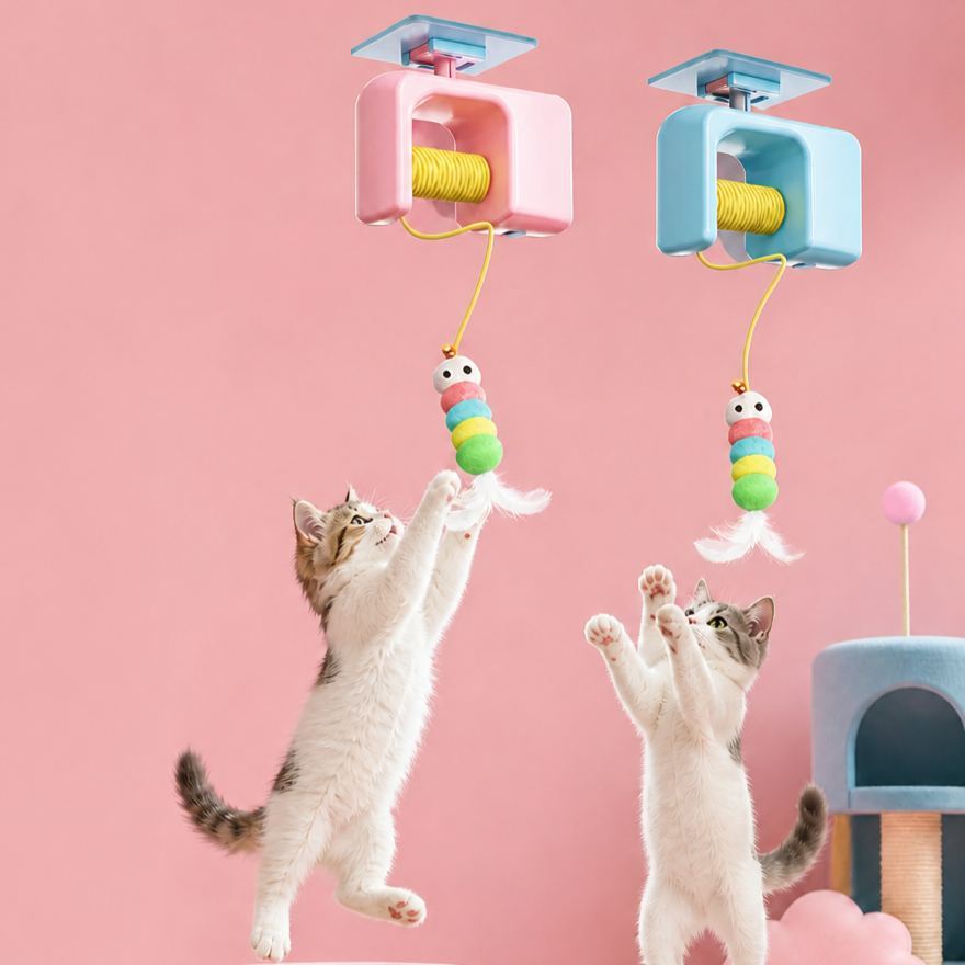 Cat Yo-Yo Cat Toy Funny Cat Stick Caterpillar Automatic Electric Smart Hanging Door Self-Happiness and Boredom Relief Artifact for Pets - MyFaceSocksUK