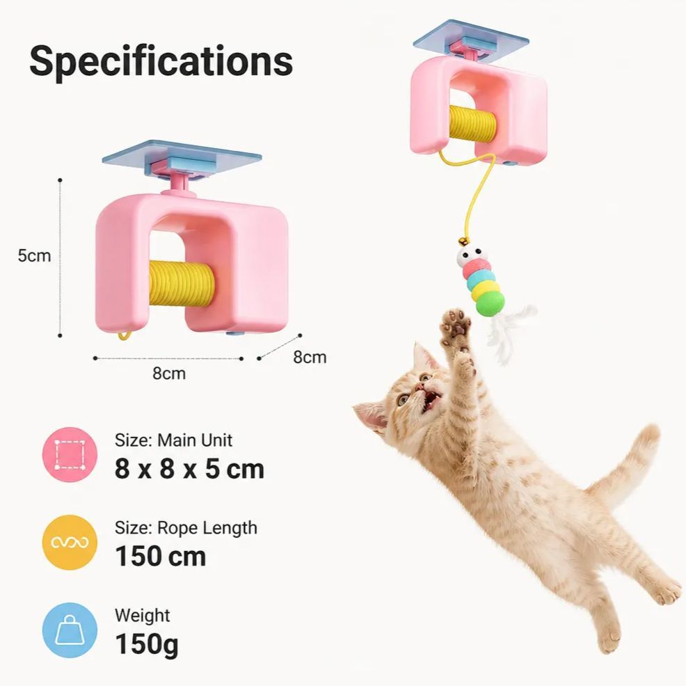 Cat Yo-Yo Cat Toy Funny Cat Stick Caterpillar Automatic Electric Smart Hanging Door Self-Happiness and Boredom Relief Artifact for Pets - MyFaceSocksUK