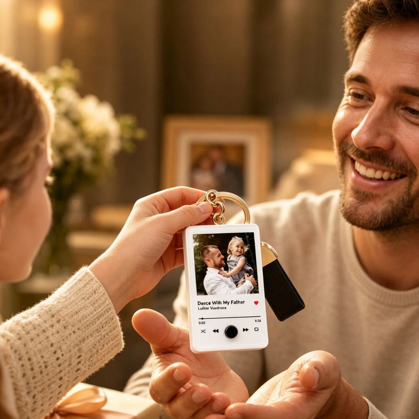 Personalized Photo Music Keychain, Custom Voice Recording Acrylic Key Ring, DIY Photo Album Style Keychain, Custom Sound Message Gift for Family, Couple & Friends - MyFaceSocksUK