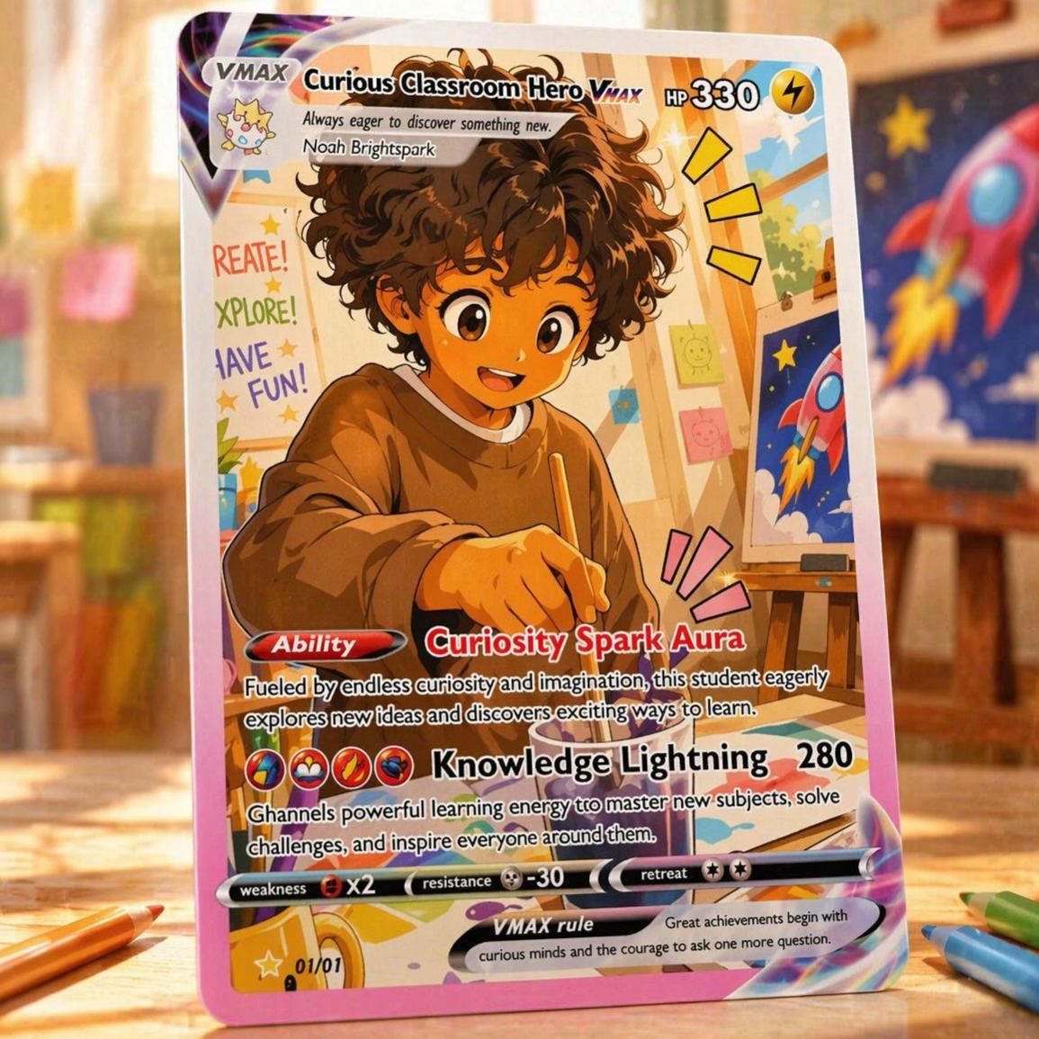 Back to School Personalized Pok Card - Custom Card with Anime Picture for Kids, Students - First Day of School Gift from Parents