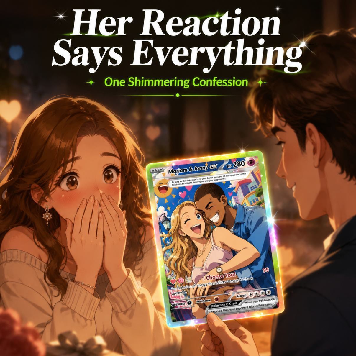 Custom Poke Cards with Anime Picture, Personalized Poke Cards Animated Style Gifts for Him and Her