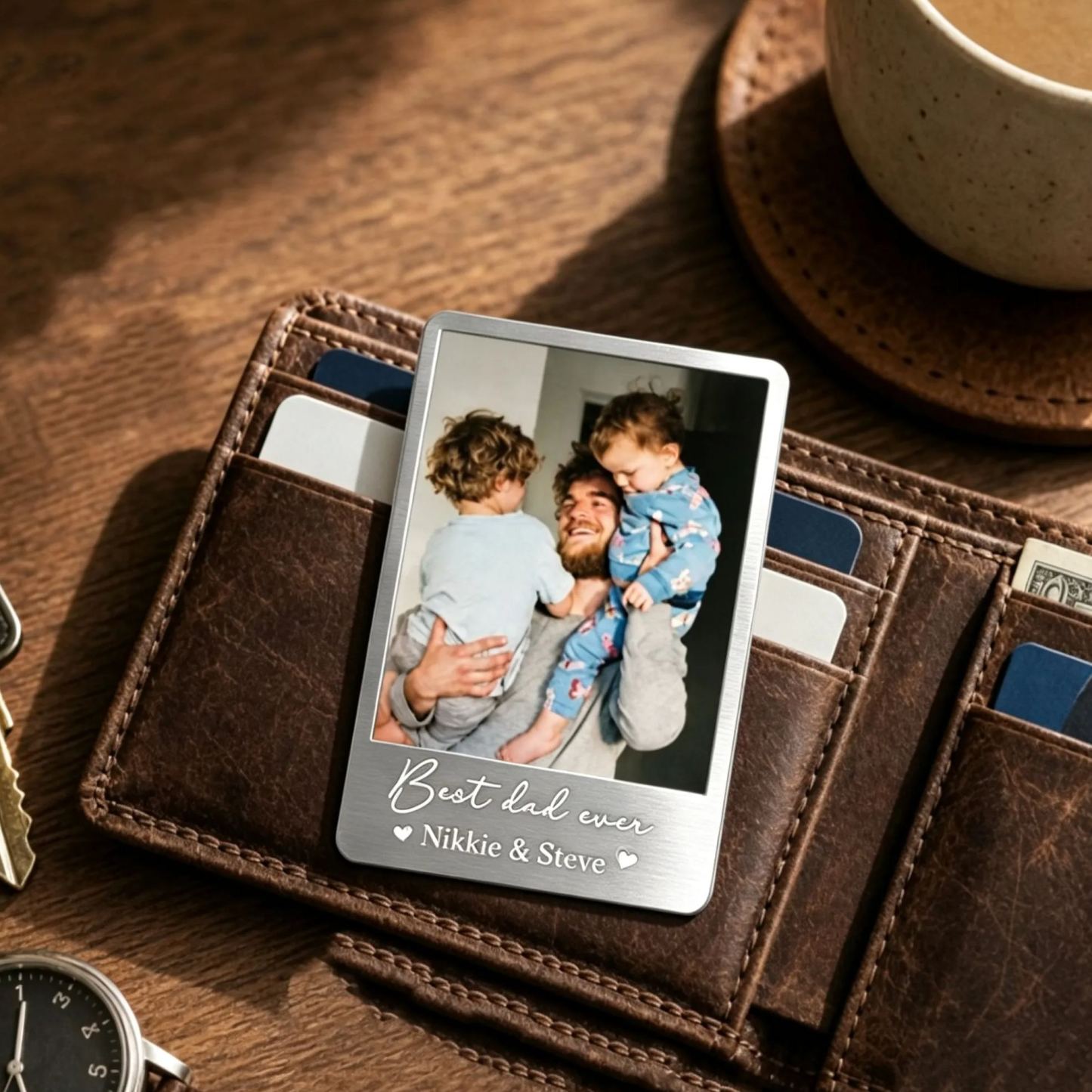 Photo Wallet Card for Dad, Father’s Day Gift, Personalized Sentimental Keepsake, Daddy Memory Card - MyFaceSocksUK