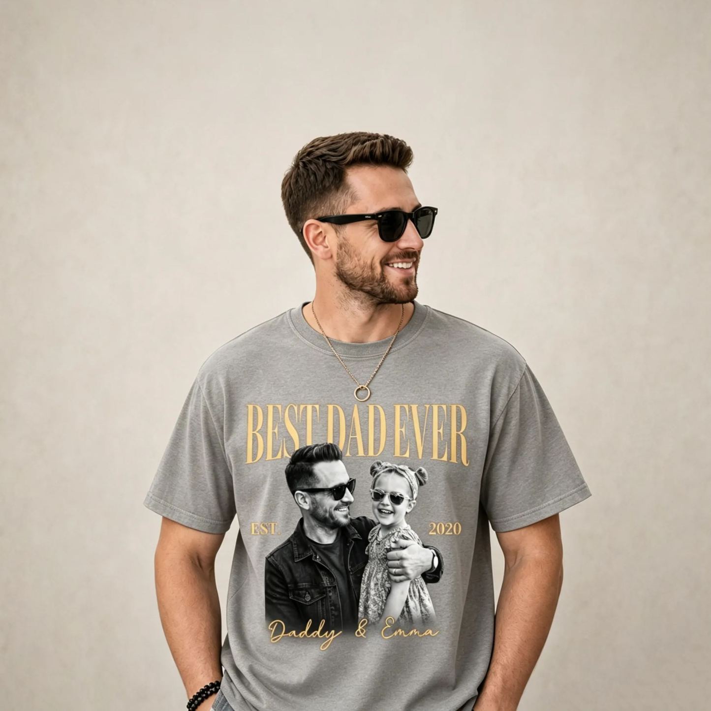 Personalized Dad Vintage Photo Shirt, Custom Fathers Day Shirt With Kids Photo, Best Dad Ever Shirt, New Dad Gift, Fathers Day Gift for Dad - MyFaceSocksUK