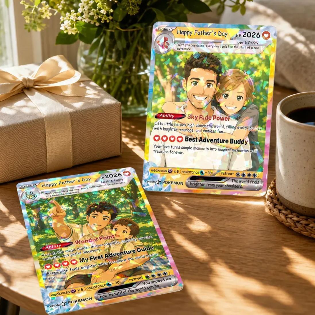 Personalized  Card From Photo, Personalized Anime Trading Card from Photo, Father's Day Holo Card, Birthday Anniversary Gift - MyFaceSocksUK