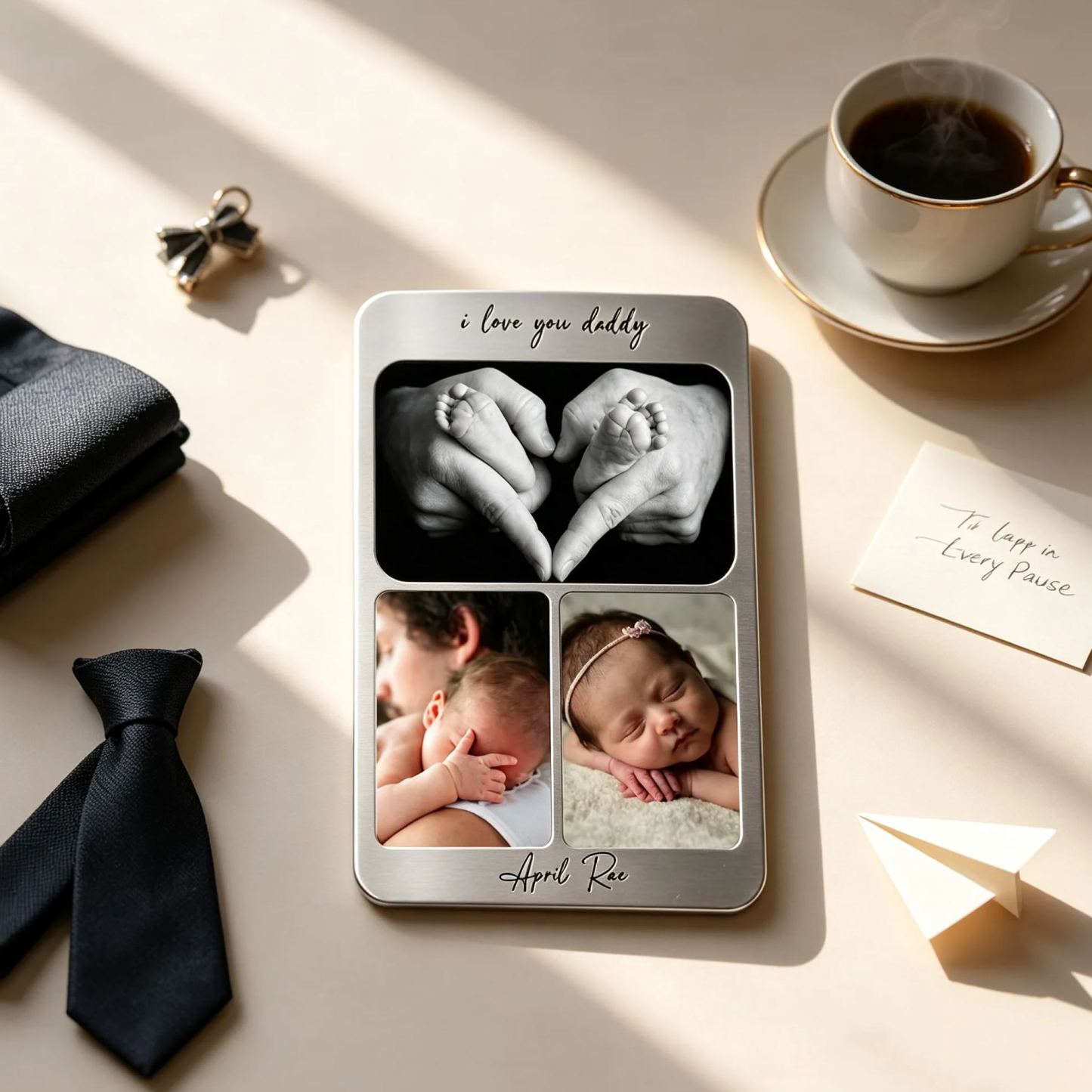 Personalised Photo Wallet Card Dad Gift from Baby, I Love Daddy Metal Insert Keepsake - MyFaceSocksUK