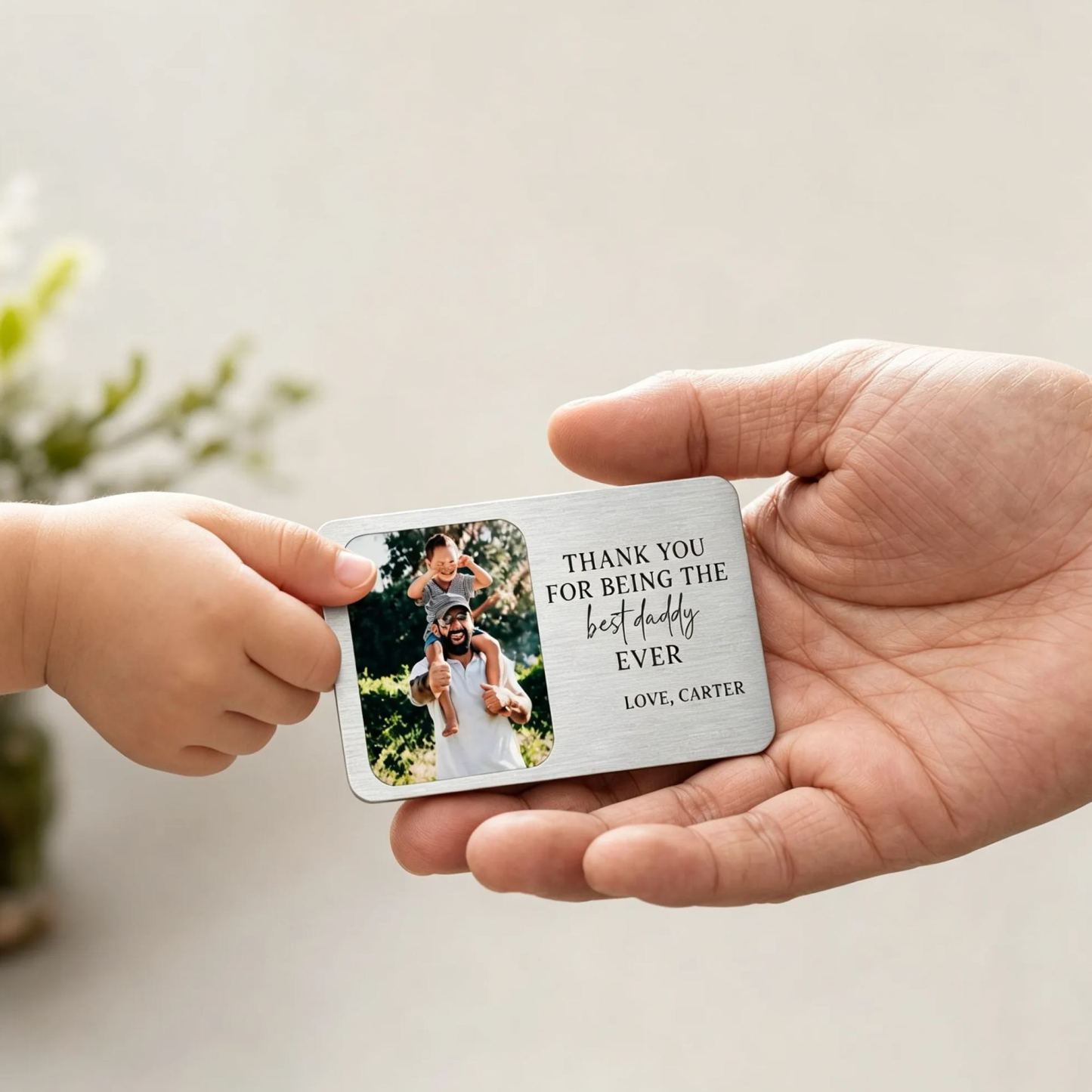 Metal Wallet Card for Dad, Photo Wallet Card, Father's Day Gift from Kids, Custom Wallet Insert, Personalized Gift for Dad - MyFaceSocksUK