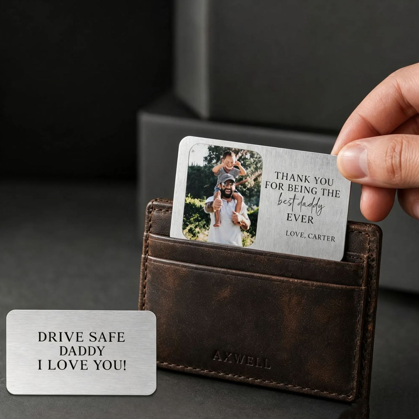 Metal Wallet Card for Dad, Photo Wallet Card, Father's Day Gift from Kids, Custom Wallet Insert, Personalized Gift for Dad - MyFaceSocksUK