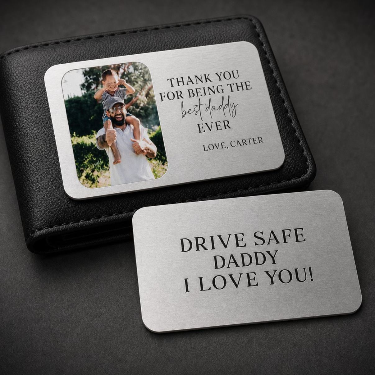 Metal Wallet Card for Dad, Photo Wallet Card, Father's Day Gift from Kids, Custom Wallet Insert, Personalized Gift for Dad - MyFaceSocksUK