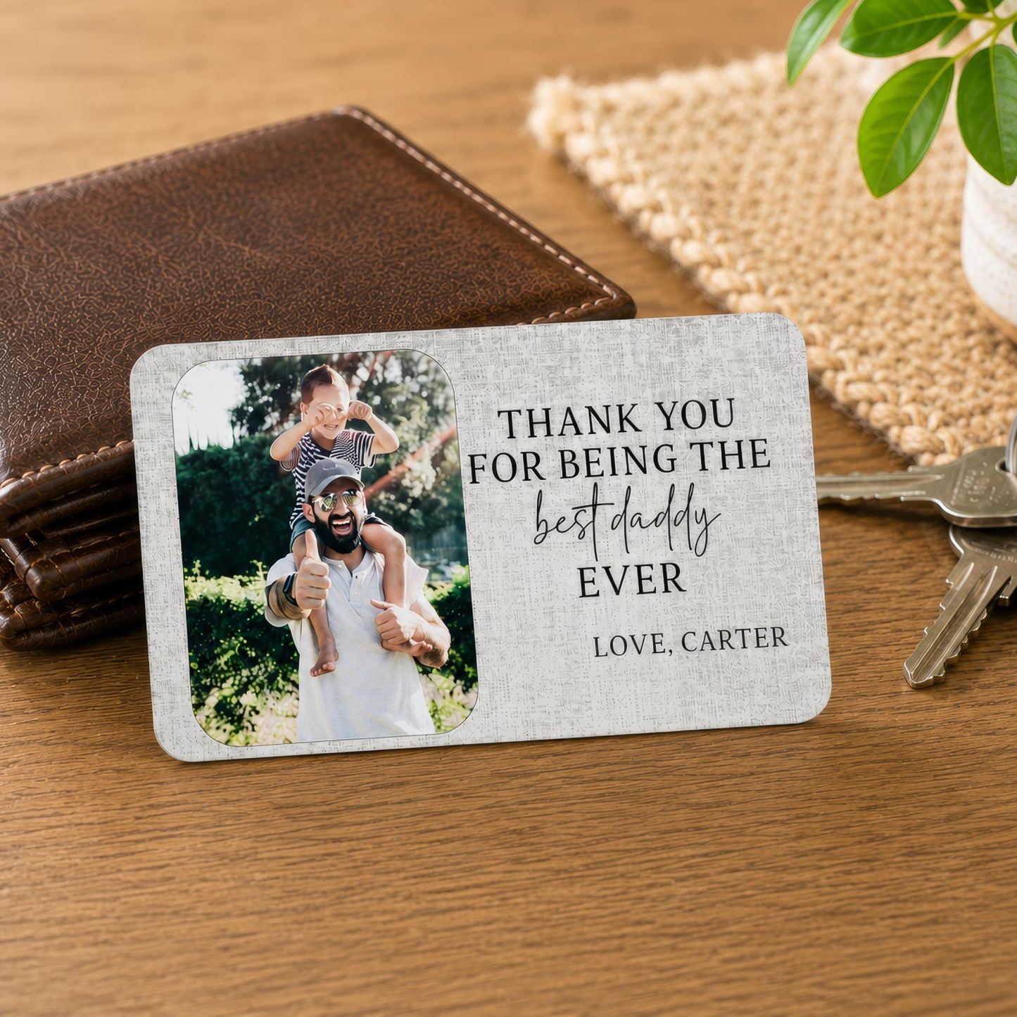 Metal Wallet Card for Dad, Photo Wallet Card, Father's Day Gift from Kids, Custom Wallet Insert, Personalized Gift for Dad - MyFaceSocksUK