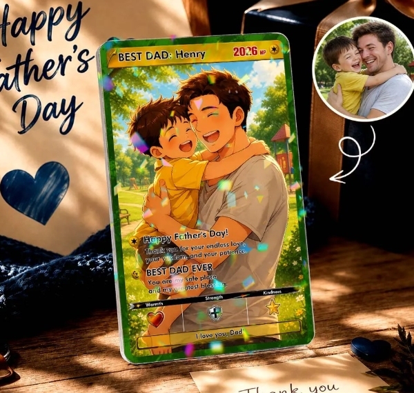 Custom Father’s Day Poke Card, Personalized Poke Anime Dad Card, Father’s Day Gift, Custom Anime Card, Gamer Dad Gift, Gift for Husband