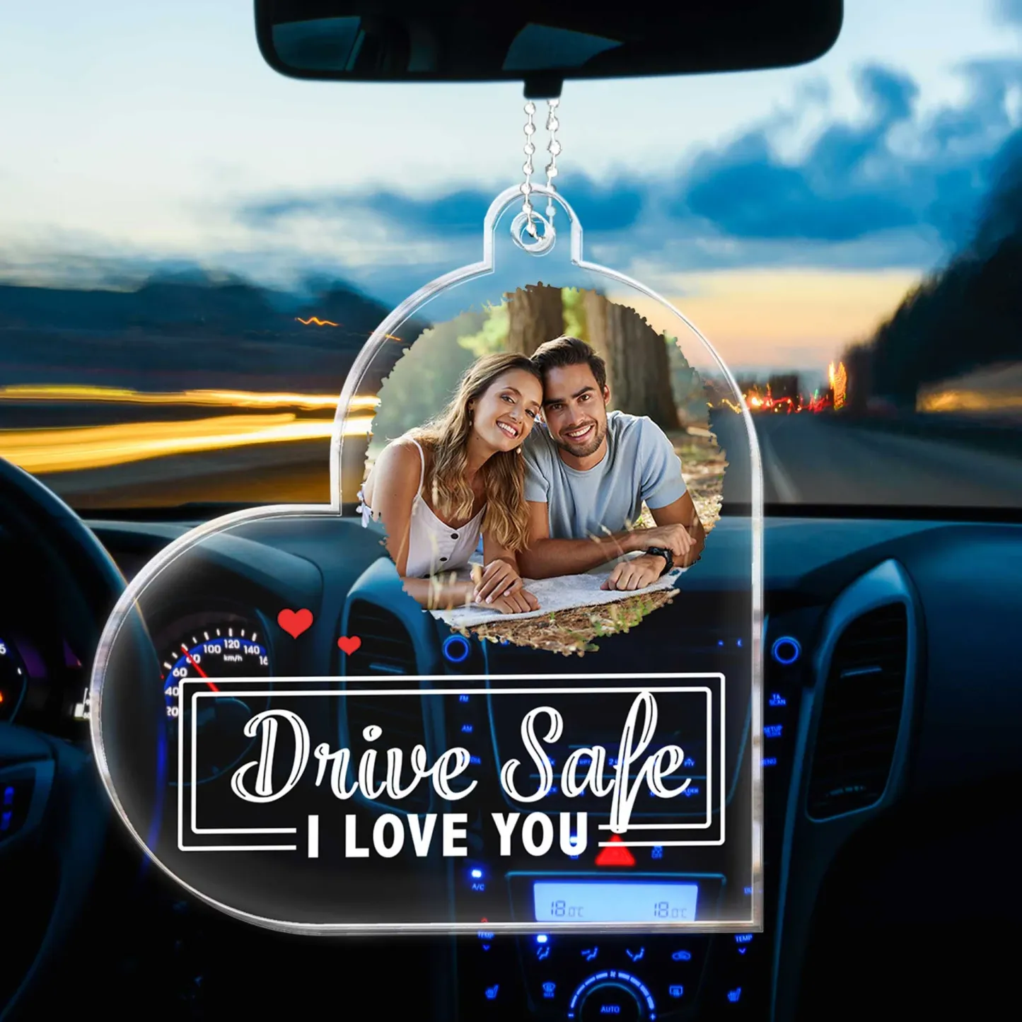 Drive Safe, I Love You - Personalized Photo Rear View Mirror Accessory - MyFaceSocksUK