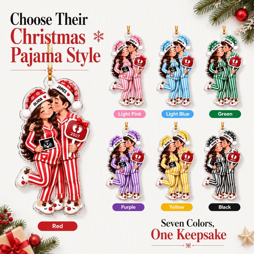 Custom Christmas Ornament for Expecting Parents - Personalized Pregnancy Announcement Gift 2027 - MyFaceSocksUK