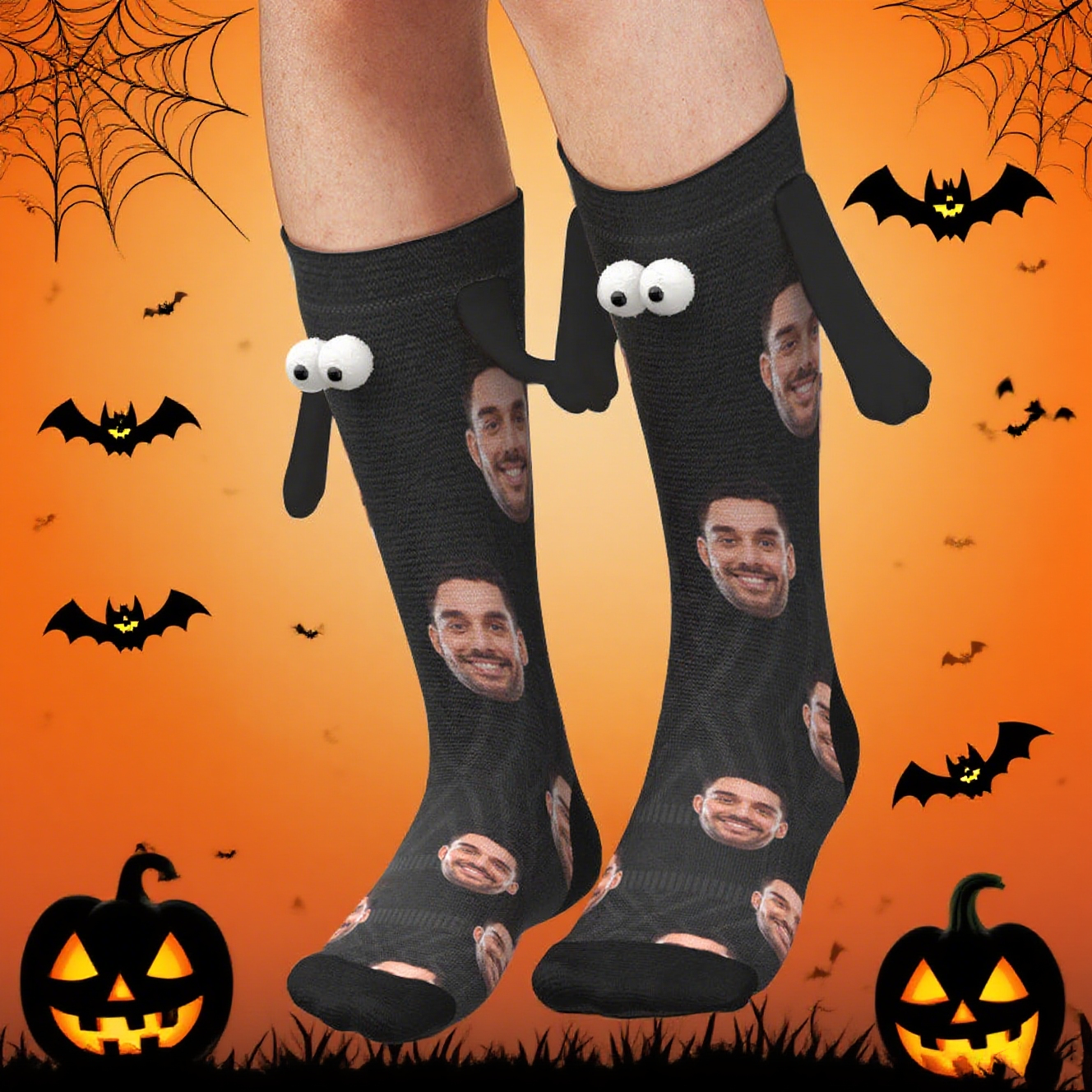 Custom Face Socks Magnetic Holding Hands Suction Funny Holding Hands Socks Lovely Socks for Couple Halloween Gift