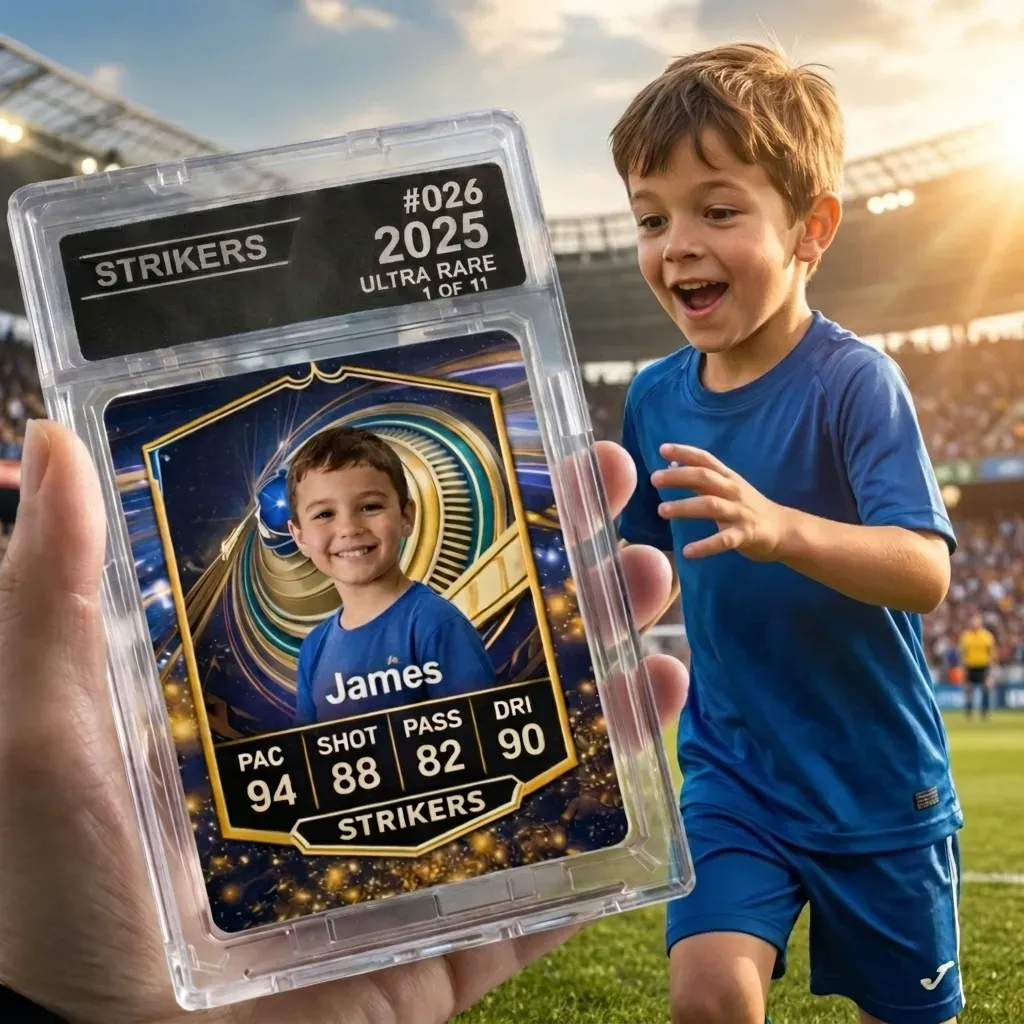 Personalized Football Birthday Card Custom Soccer Player Trading Card Gift for Boys