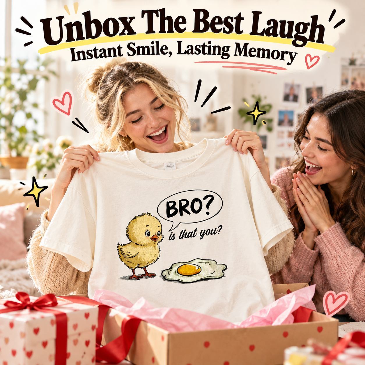 Funny Chick and Egg T-Shirt – Cute Chicken Graphic Tee, Humorous Farm Animal Shirt, Casual Gift for Chicken Lovers, Men and Women - MyFaceSocks