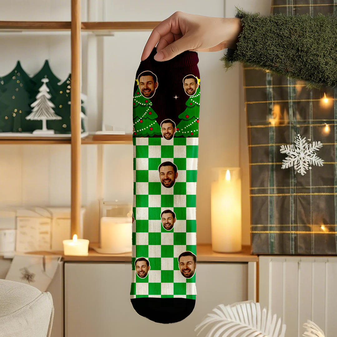 Custom Face Photo Printed Socks Personalized Custom Designs Best Gift Idea for Xmas