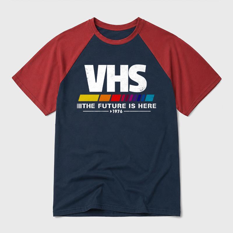 VHS The Future Is Here Geek Retro Raglan T-Shirt - MyFaceSocks