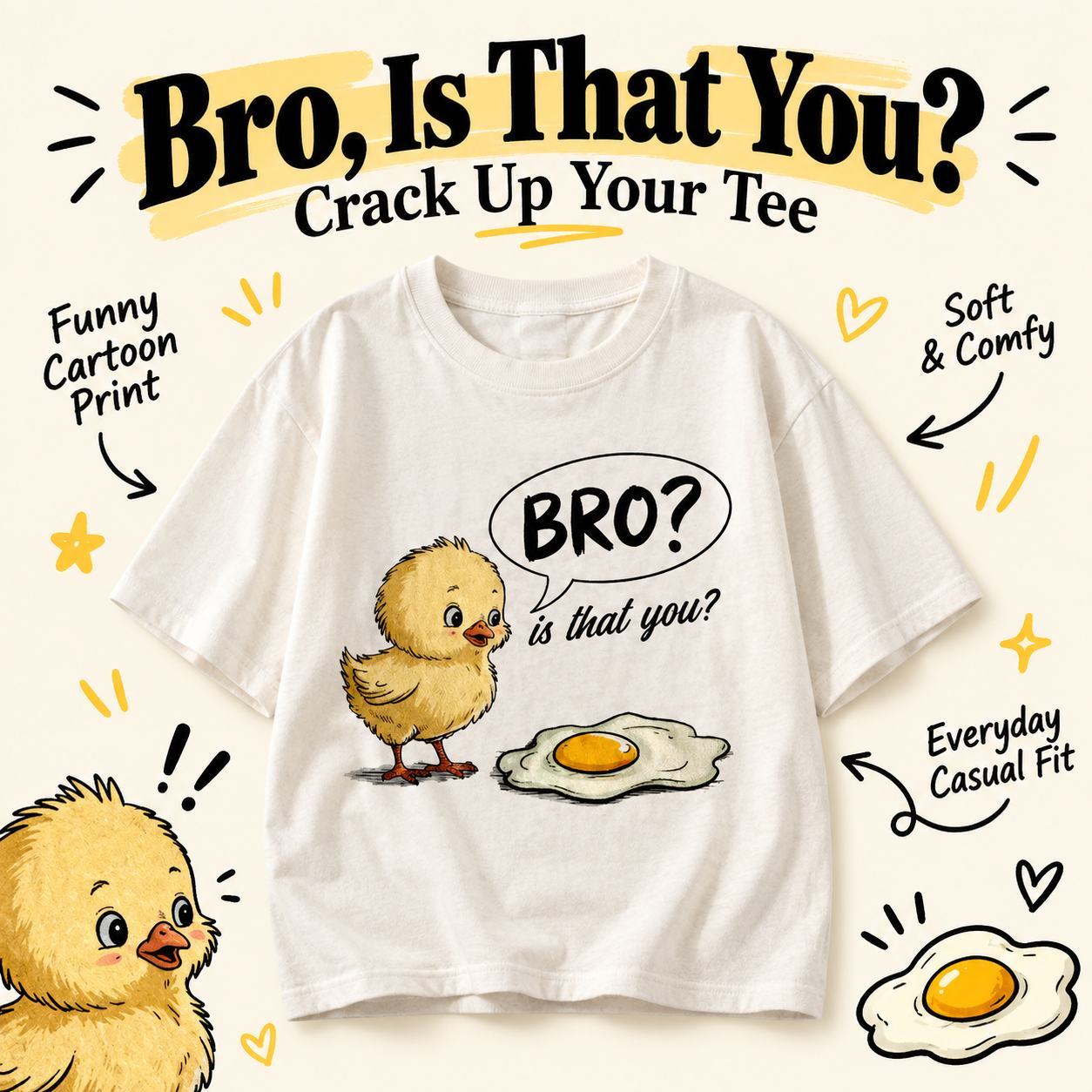Funny Chick and Egg T-Shirt – Cute Chicken Graphic Tee, Humorous Farm Animal Shirt, Casual Gift for Chicken Lovers, Men and Women - MyFaceSocks