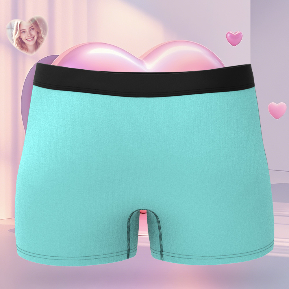 Personalized Face Men's Boxer Blue Underwear Gifts for Husband I Love You Heart Men Face Boxer - MyFaceSocks