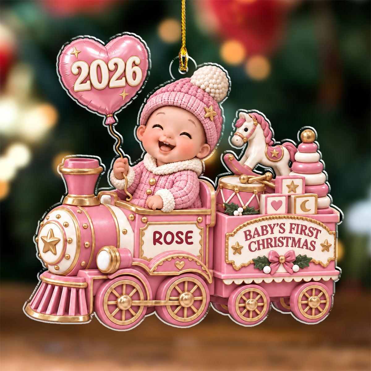 Personalized Baby First Christmas Ornament - Train Design for New Parents, Holiday Gift 2026 - MyFaceSocks