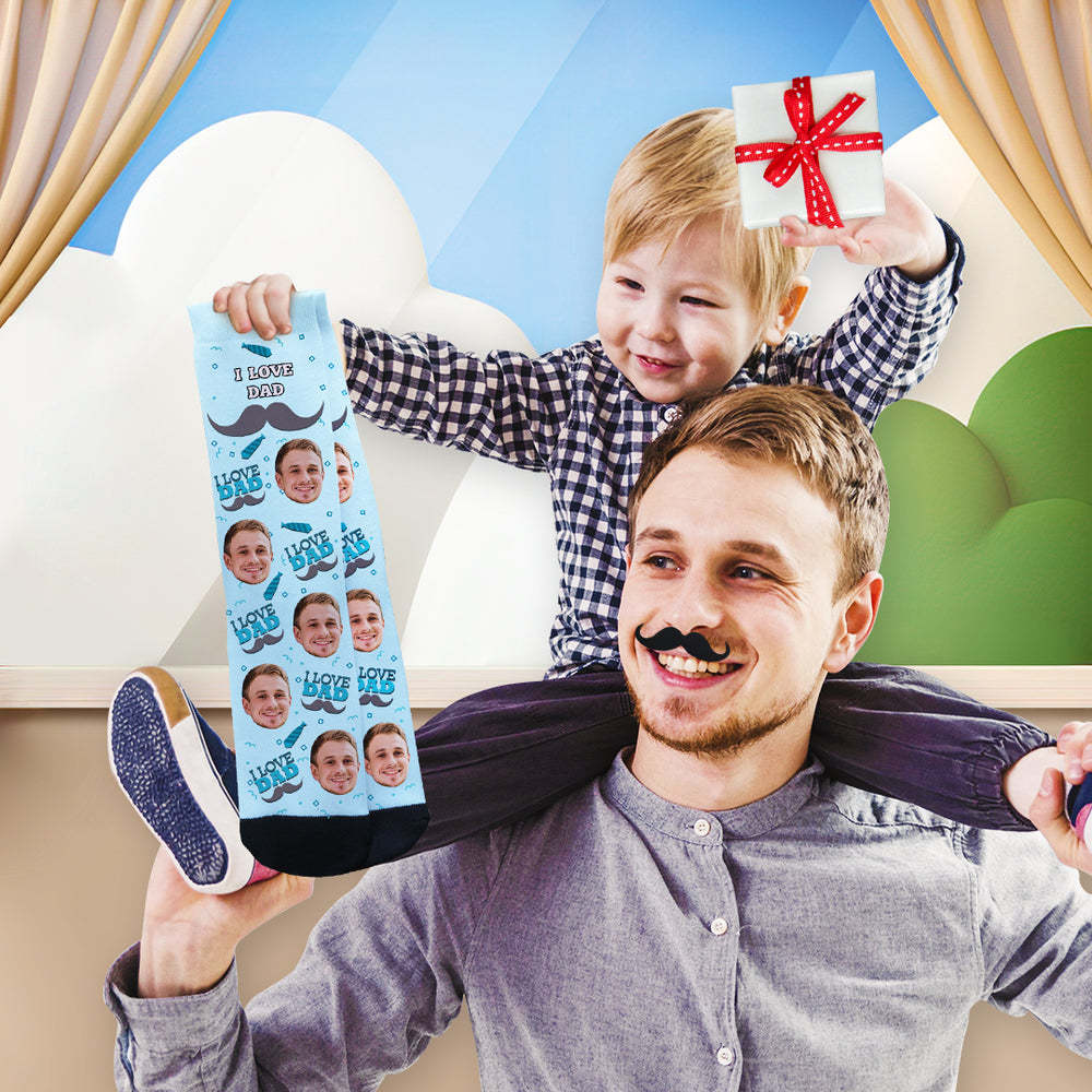 Custom I Love Dad Socks Add Pictures And Name Breathable Soft Socks