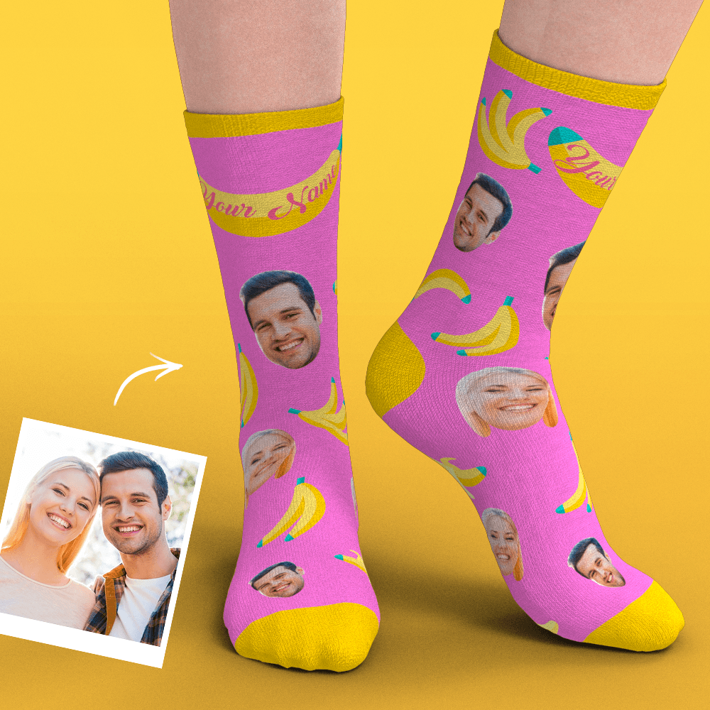 Custom Two Face Socks Add Pictures-Banana