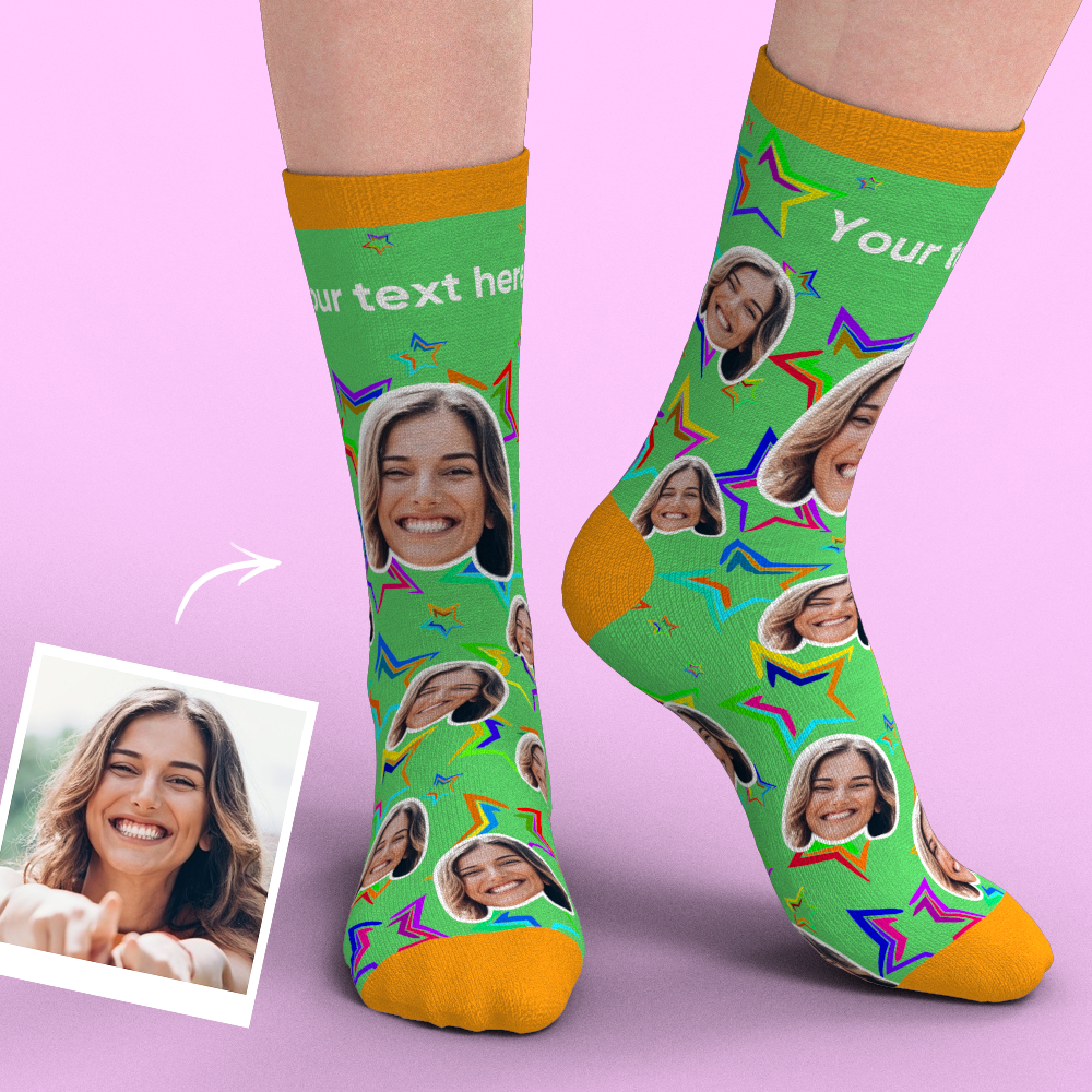 Custom Face Socks Add Pictures-Stars
