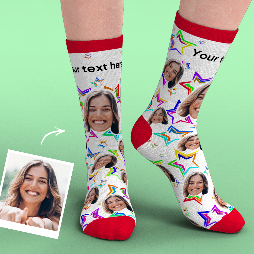 Custom Face Socks Add Pictures-Stars