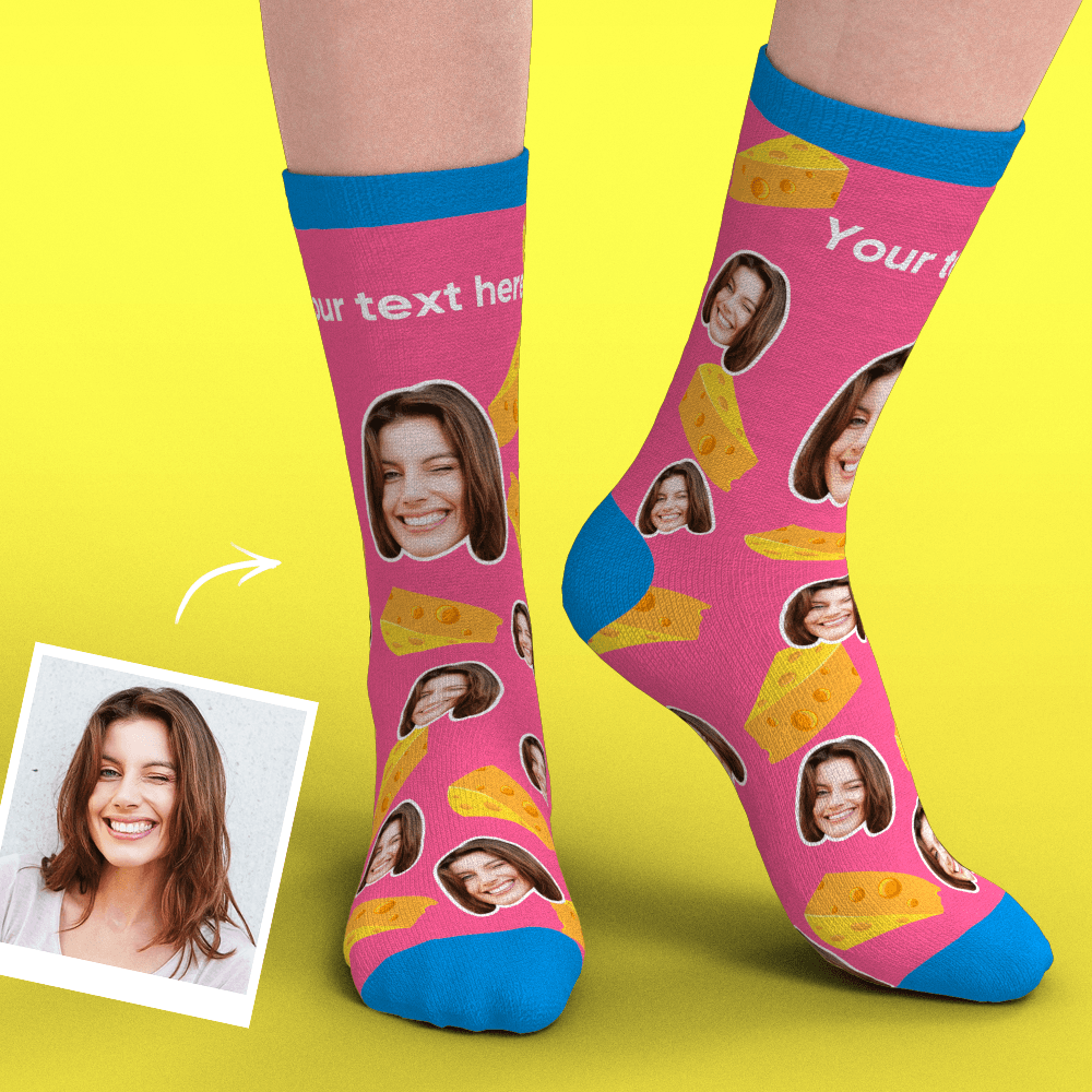 Custom Face Socks Add Pictures-Cheese