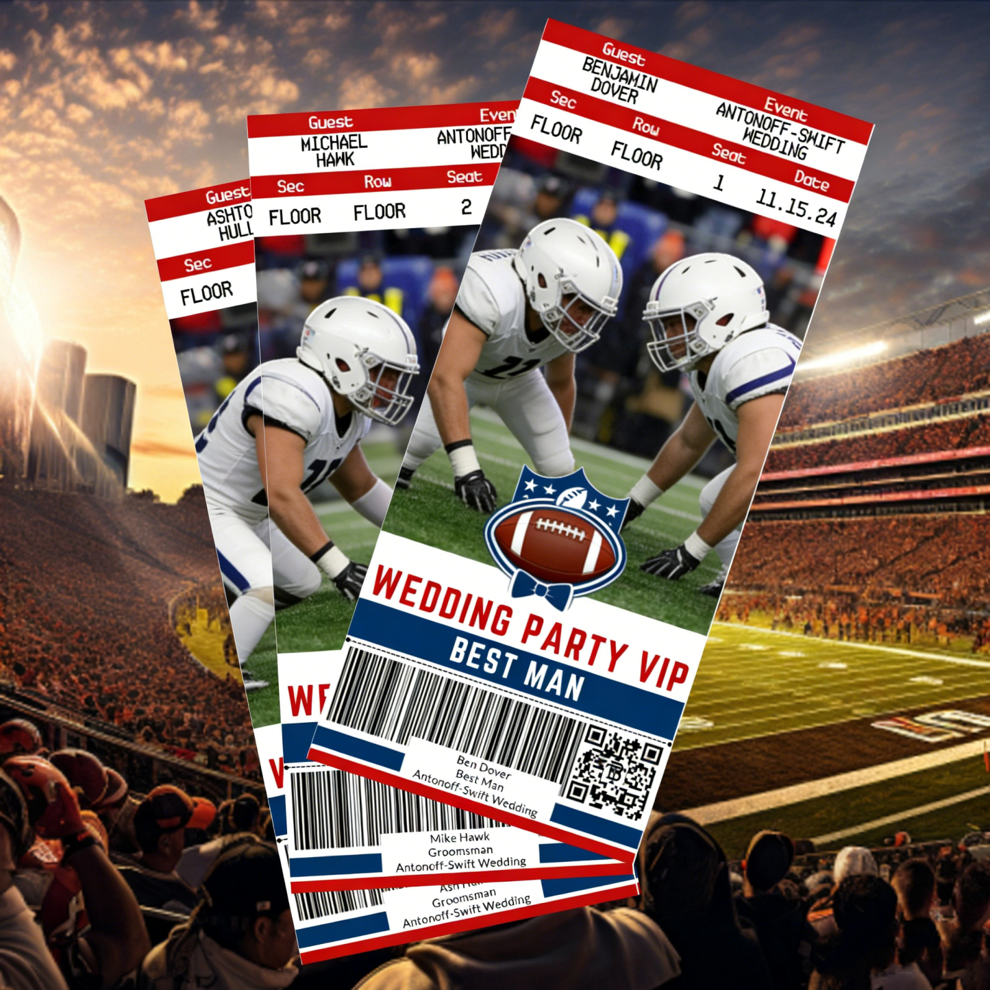 Custom Ticket Football Personalized Football Style Photo Gift Best Man Fans Team Ideas Gift