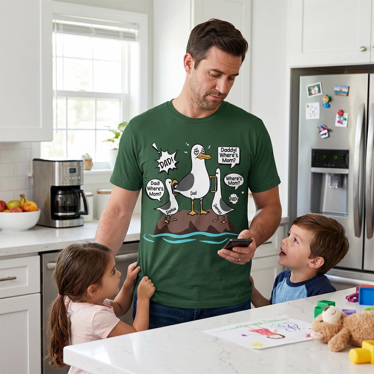 Seagull Dad! Dad! Dad! Custom Kid Name - Personalized Shirt - Funny Father's Day Gift For Dad, Husband - MyFaceSocks
