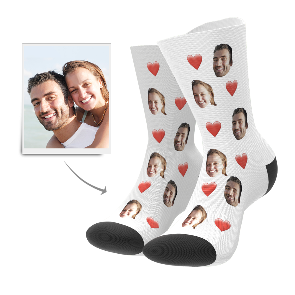 Gifts for Men, Custom Face Socks Add Pictures and Name Heart