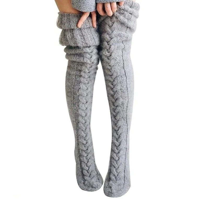 Knitted Over The Knee Socks Women Winter Leg Warmers Over Knee Thick Leg Warmers - MyFaceSocks