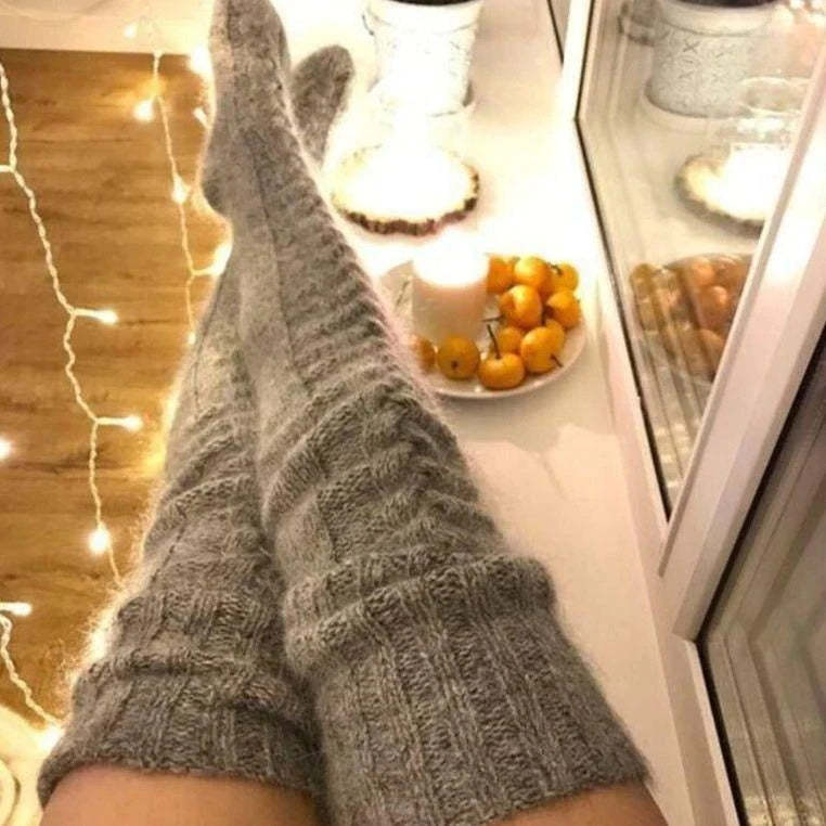 Knitted Over The Knee Socks Women Winter Leg Warmers Over Knee Thick Leg Warmers - MyFaceSocks