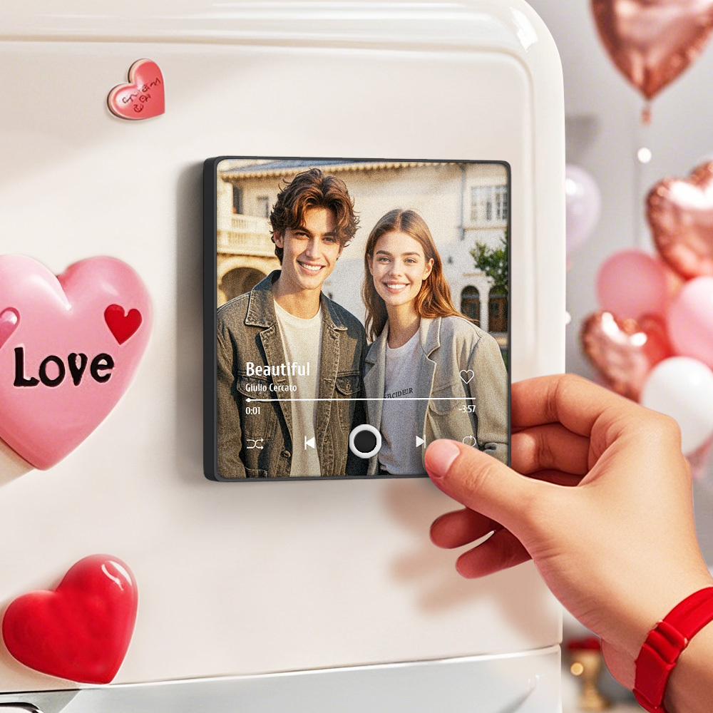 Custom Valentines Photo Album Fridge Magnet Music Wall Photo Sticker Music Movement That Can Be Played Without Cell Phone Music Fridge Magnet Pro Can Play Songs Couple Gift - MyFaceSocks
