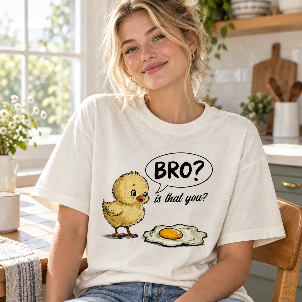 Funny Chick and Egg T-Shirt – Cute Chicken Graphic Tee, Humorous Farm Animal Shirt, Casual Gift for Chicken Lovers, Men and Women - MyFaceSocks