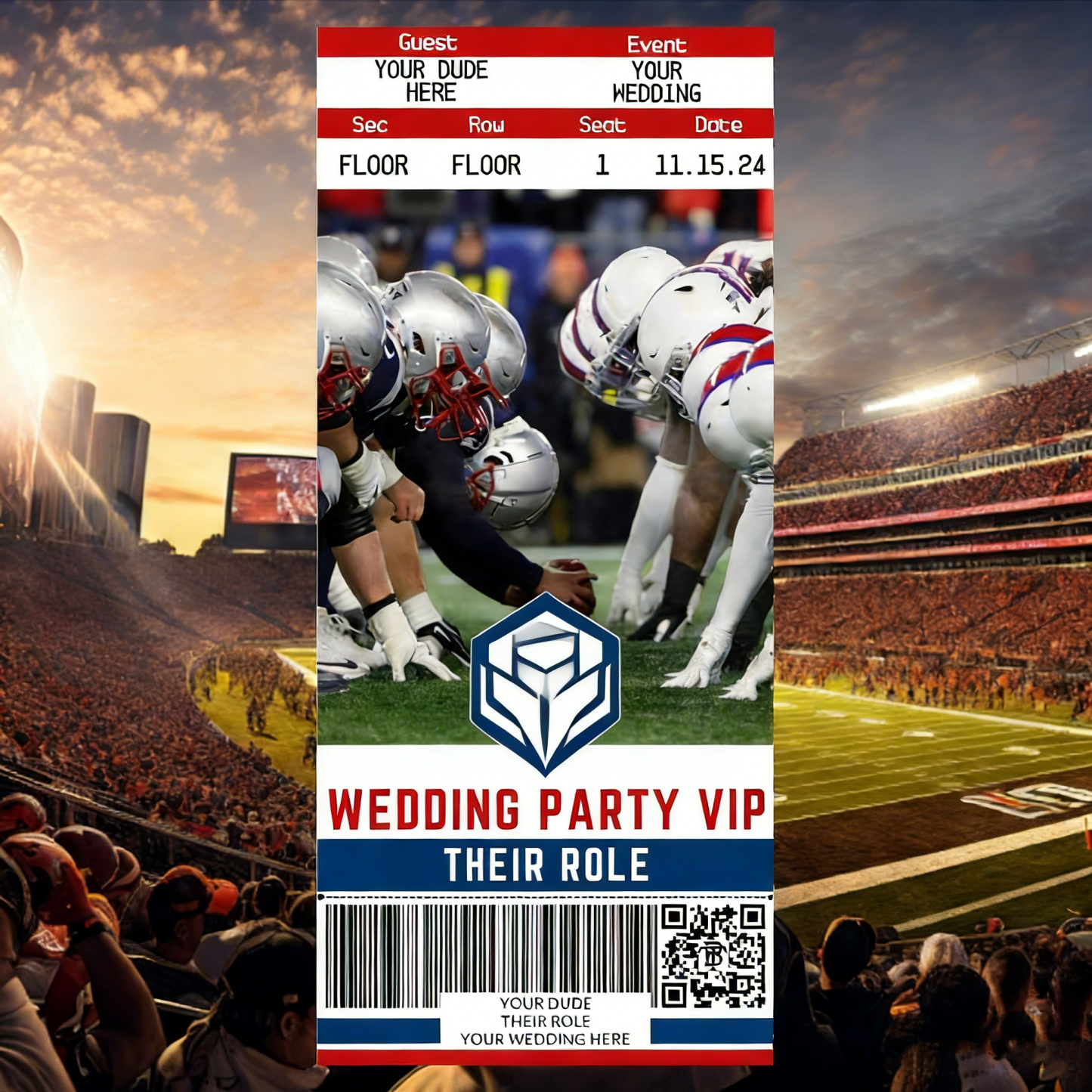 Custom Ticket Football Personalized Football Style Photo Gift Best Man Fans Team Ideas Gift