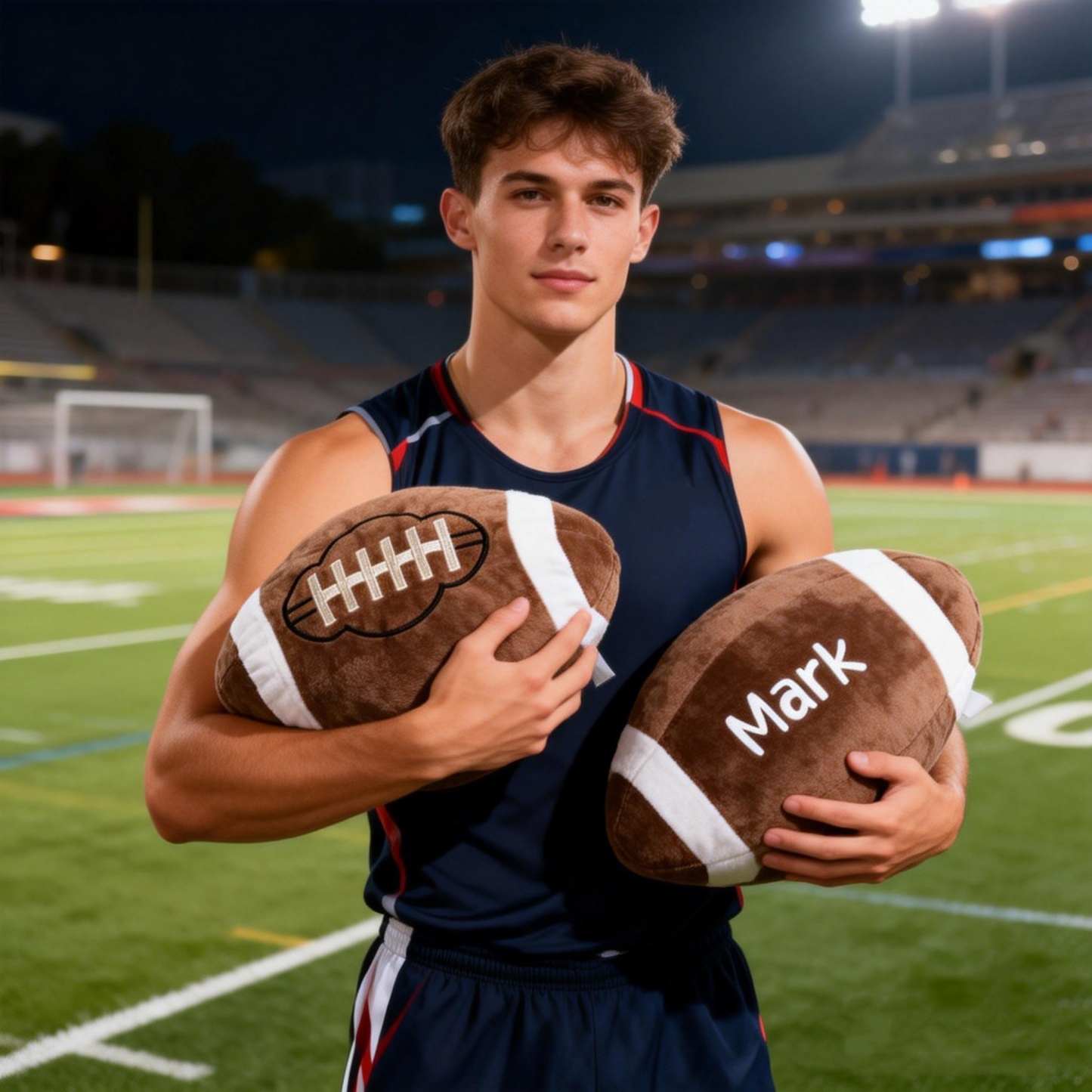 Personalized Stuffed Plush Football with Name, Party Decor, Name Football Pillow, Sports Pillow, Cute Birthday Plush Gift, Gift for Boy Girl