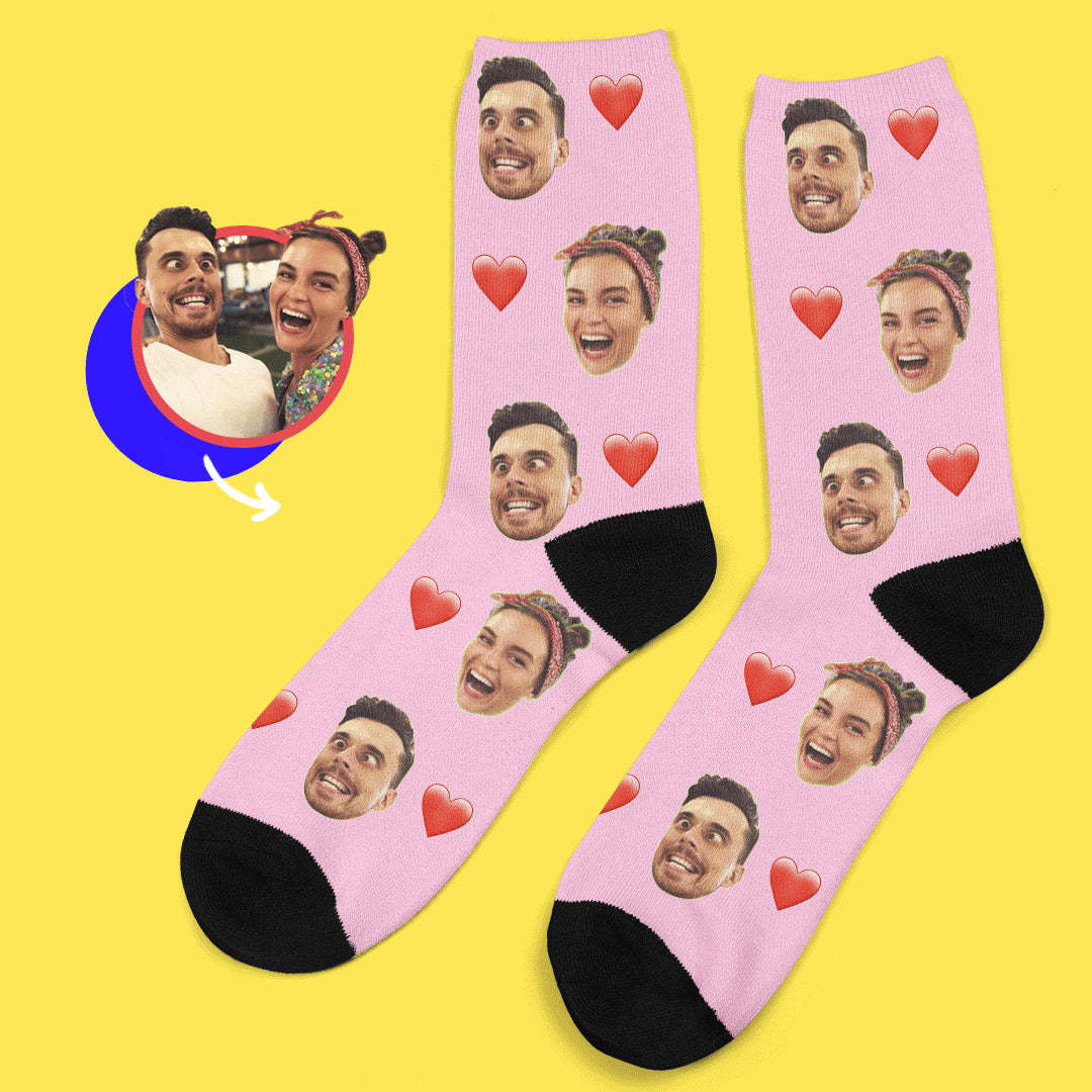 Gifts for Men, Custom Face Socks Add Pictures and Name Heart