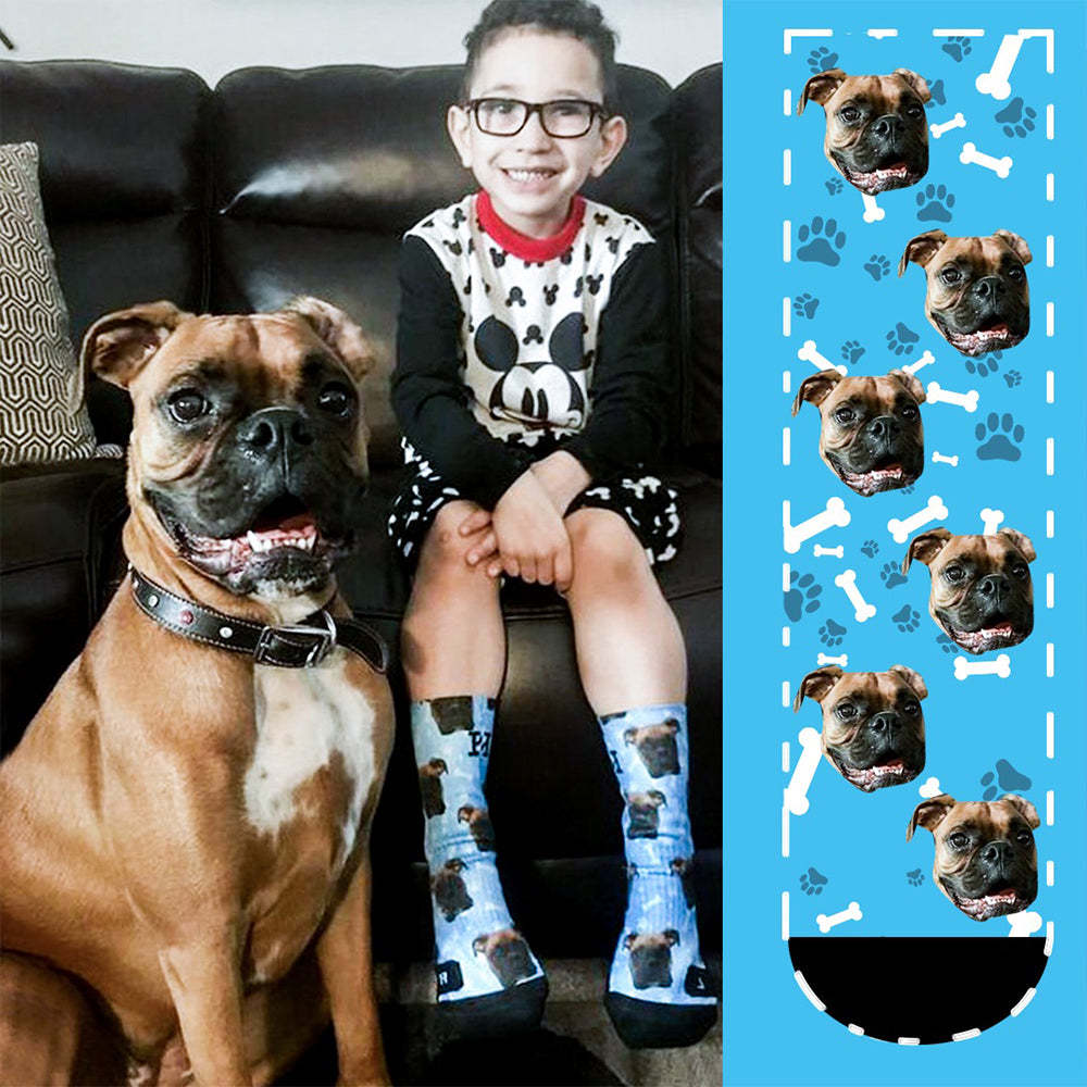 Gift for Christmas Custom Face Socks Add Pictures and Name - Dog