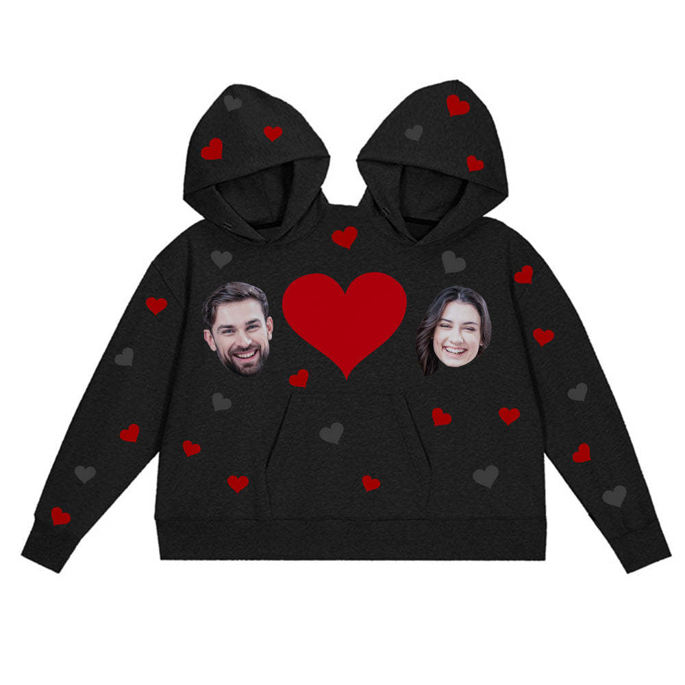 Custom Couple's Face One Piece Sweatshirt Intimate Hoodie - Heart - MyFaceSocks