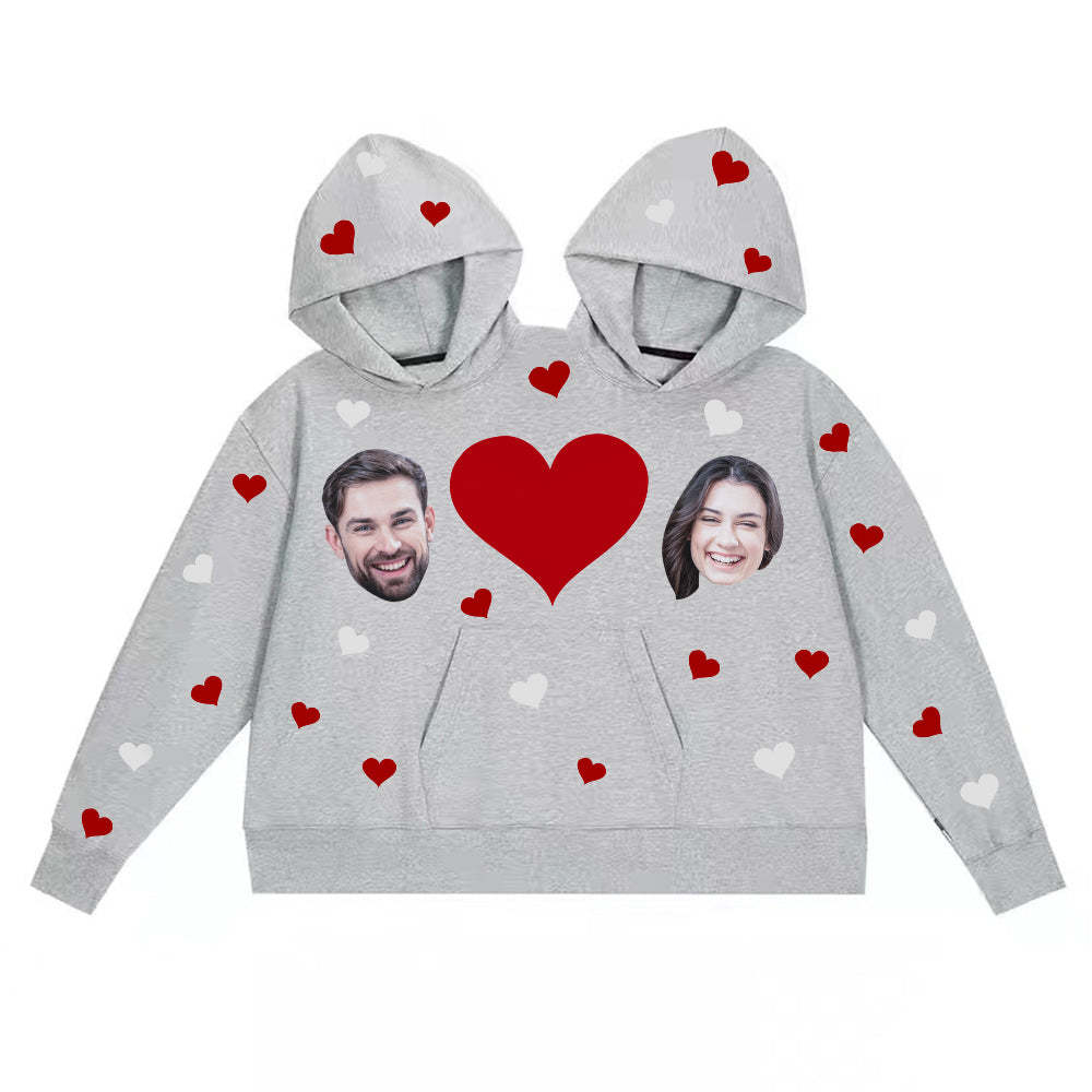 Custom Couple's Face One Piece Sweatshirt Intimate Hoodie - Heart - MyFaceSocks