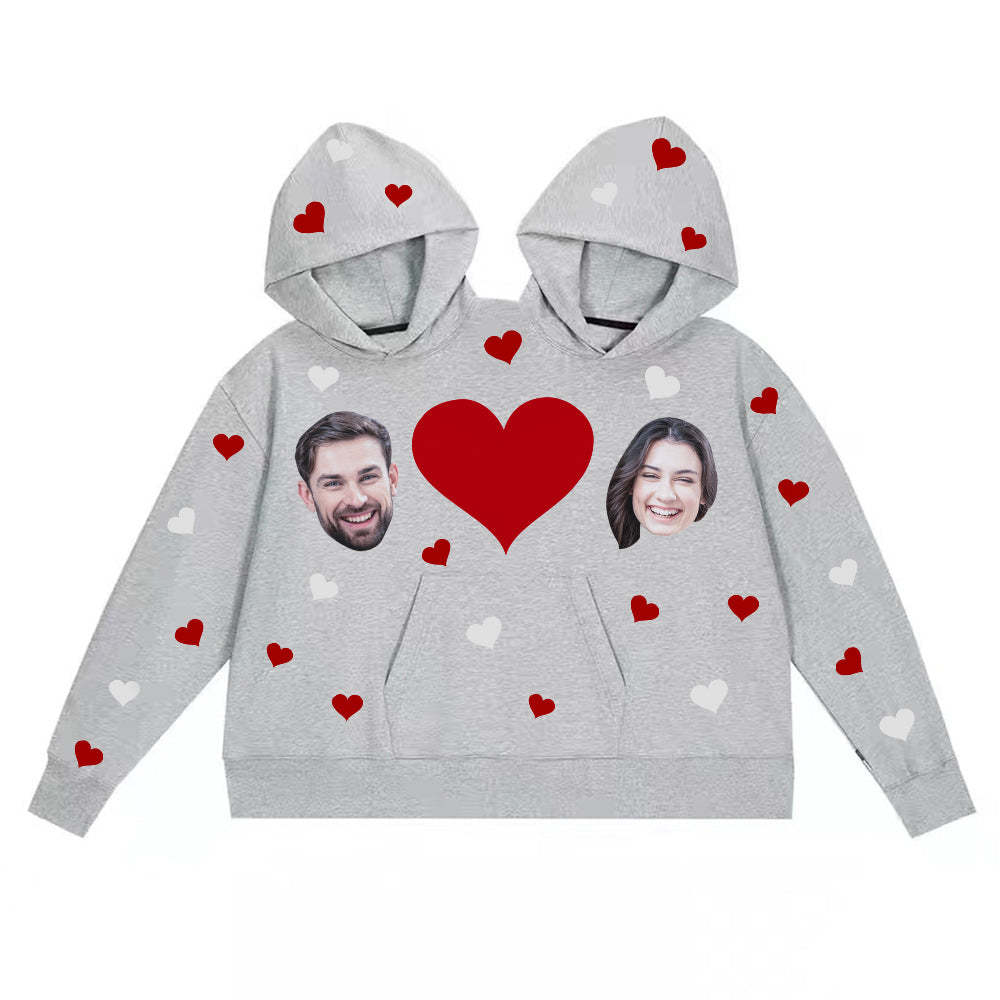 Custom Couple's Face One Piece Sweatshirt Intimate Hoodie - Heart - MyFaceSocks