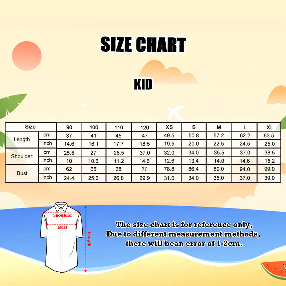 Custom Age and Name Kids Face Hawaiian Shirt Birthday Hawaiian Shirt Red Flower and Palm Tree Shirt - MyFaceSocks