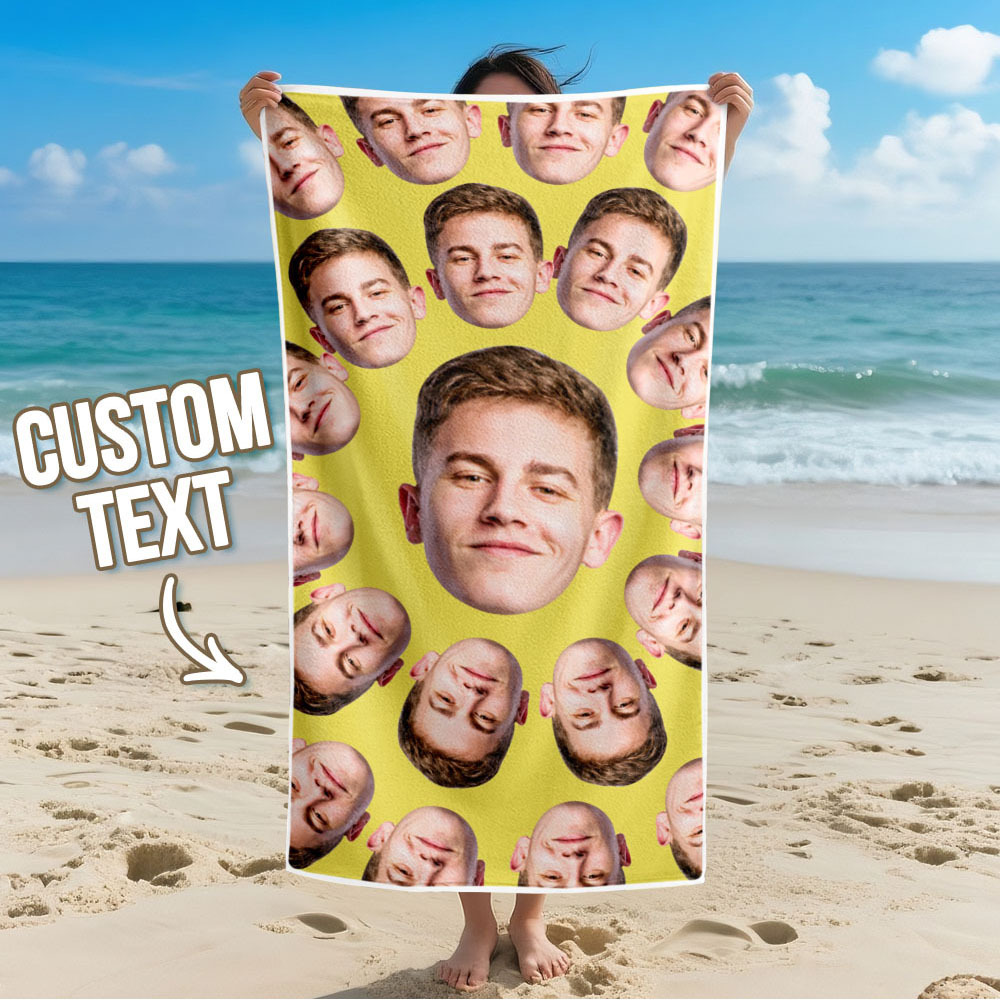 Custom Photo Beach Towel Muti-face Colored Beach Towel Summer Funny Gift Idea Pink Beach Towerl - MyFaceSocks